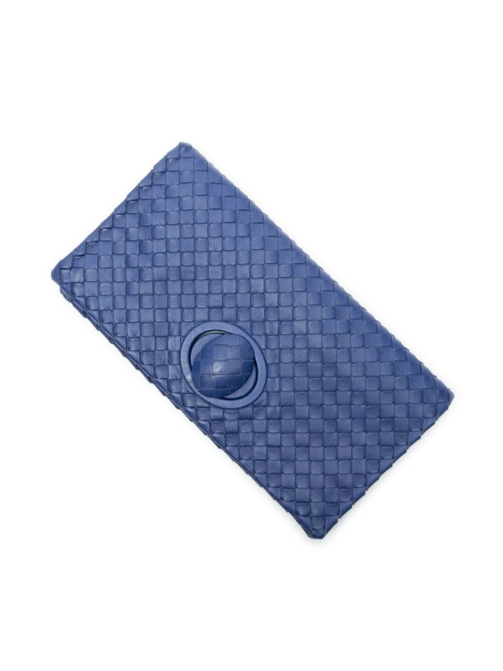 Bottega Veneta Fold Clutch Blue Intrecciato Leather